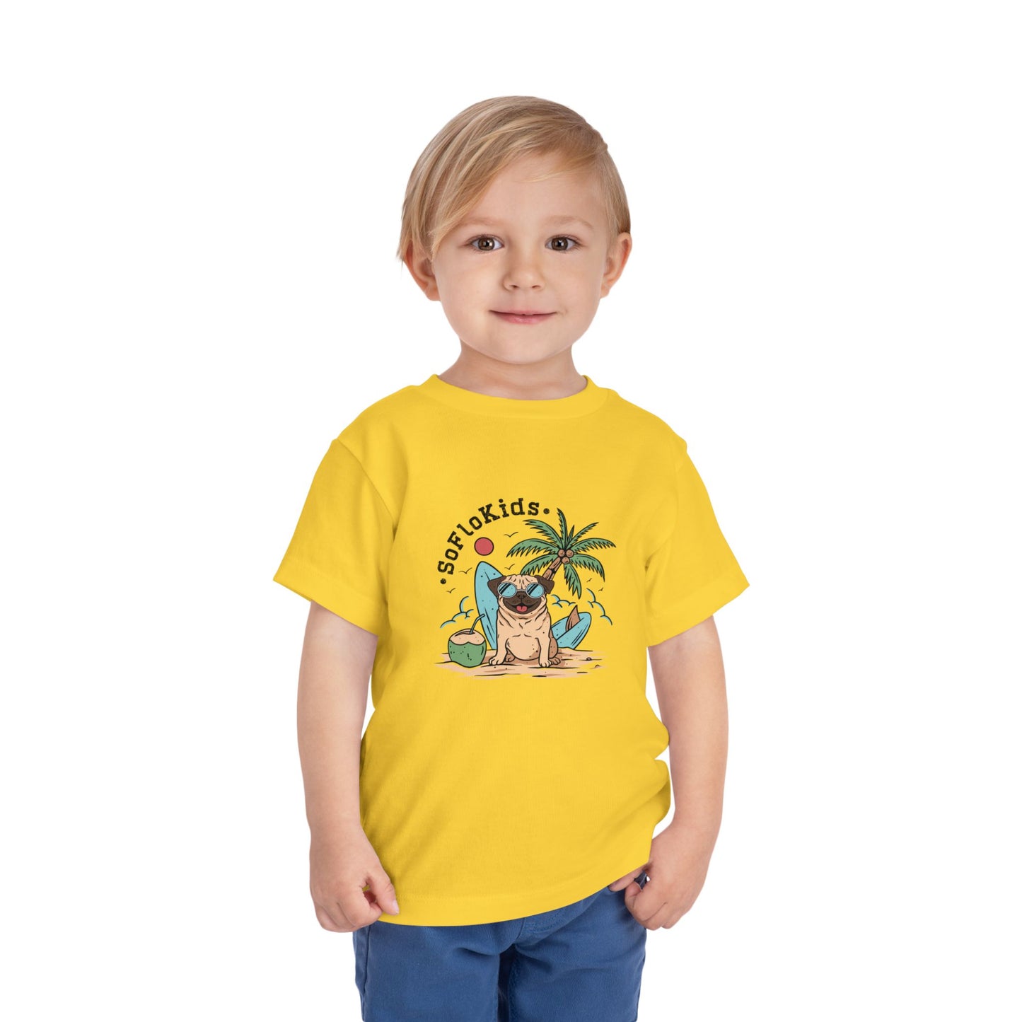 SoFloKids Unisex Toddler “Pug Beach” Tee
