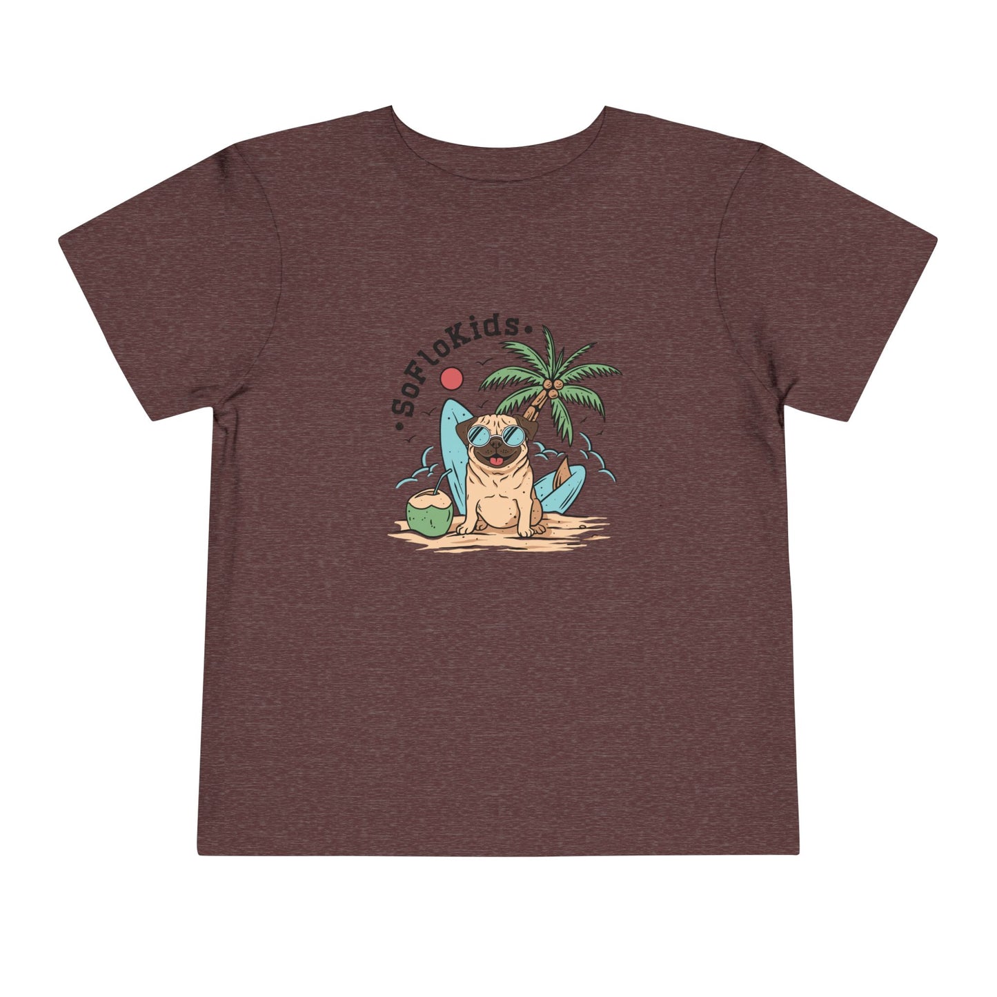Toddler Unisex Short Sleeve Tee ~ Pug on the Beach