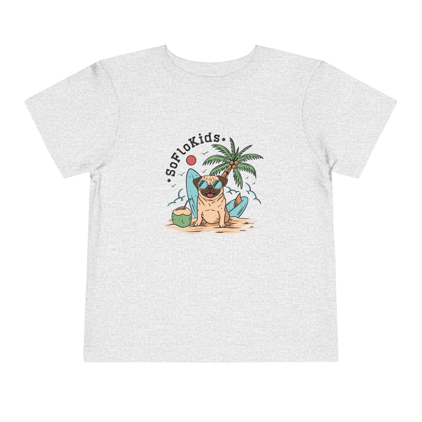 Toddler Unisex Short Sleeve Tee ~ Pug on the Beach