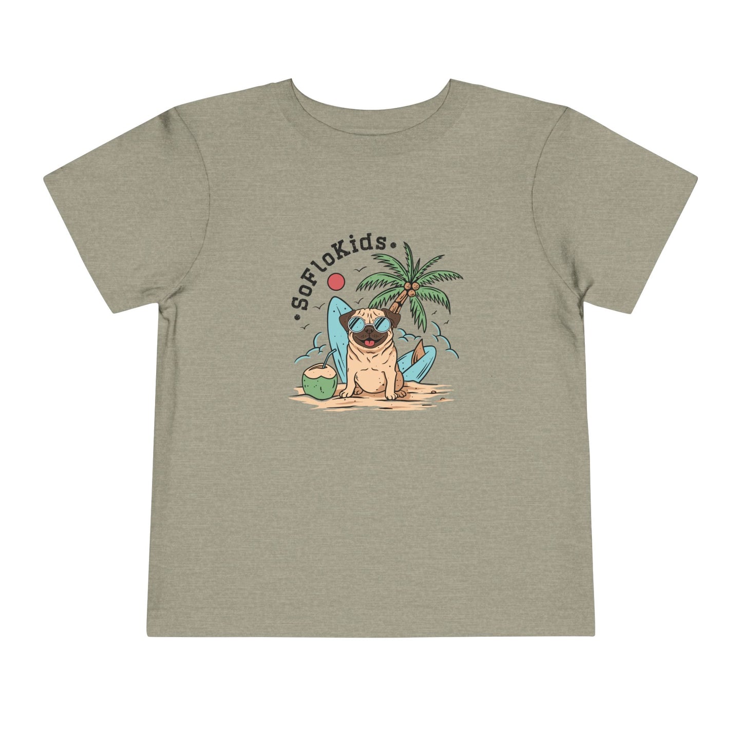 Toddler Unisex Short Sleeve Tee ~ Pug on the Beach