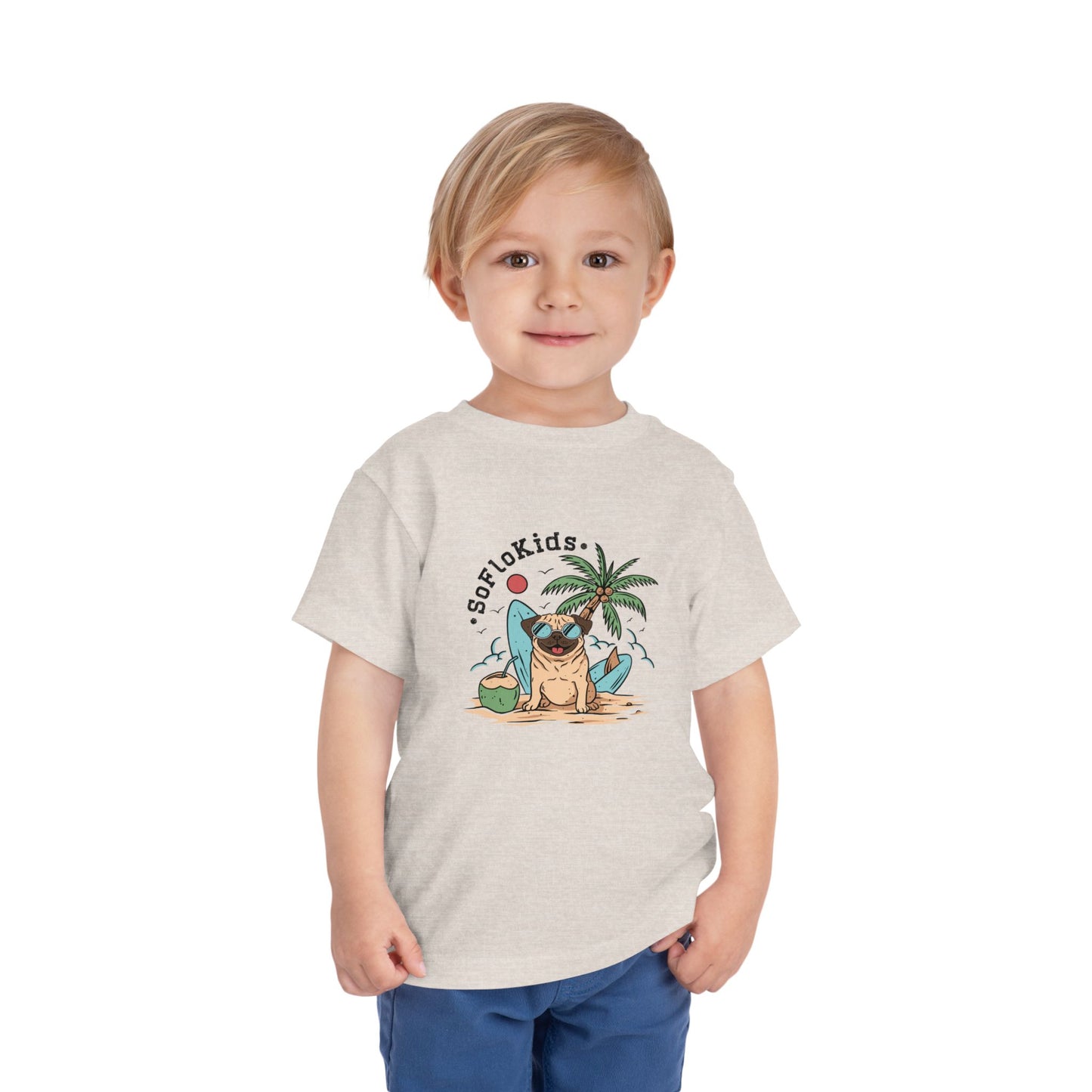 SoFloKids Unisex Toddler “Pug Beach” Tee