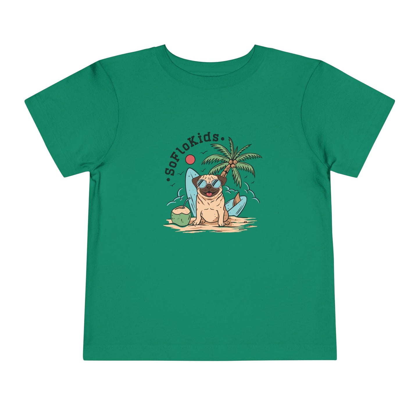 SoFloKids Unisex Toddler “Pug Beach” Tee