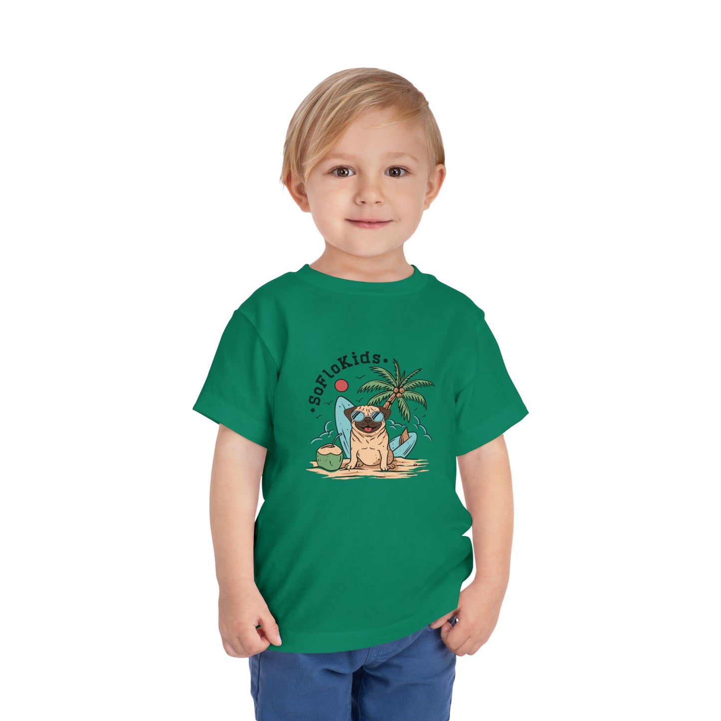 SoFloKids Unisex Toddler “Pug Beach” Tee