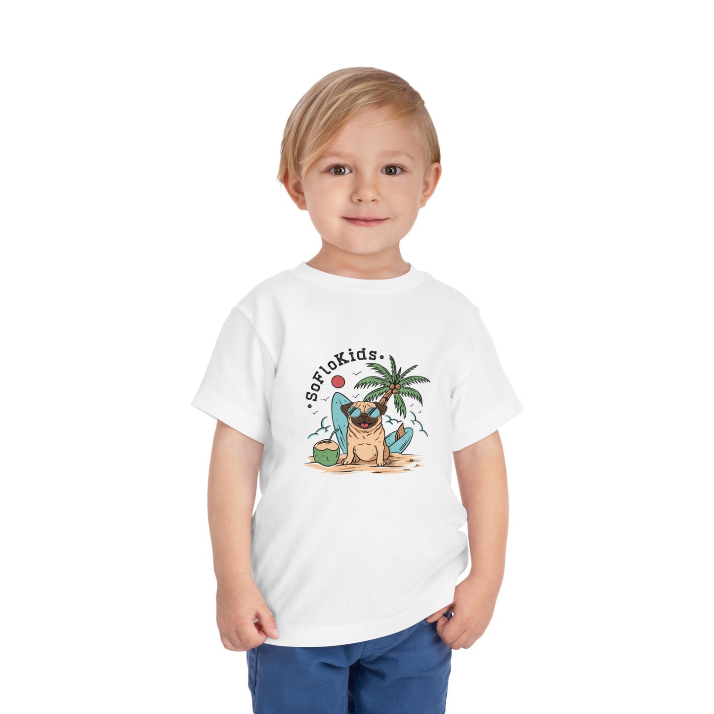 SoFloKids Unisex Toddler “Pug Beach” Tee
