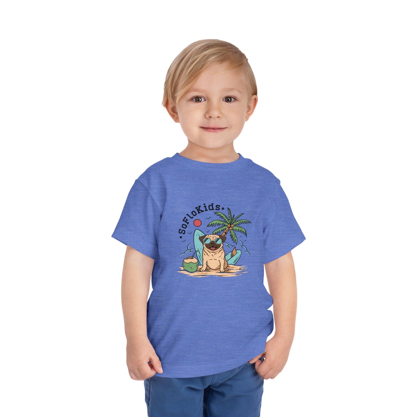 SoFloKids Unisex Toddler “Pug Beach” Tee