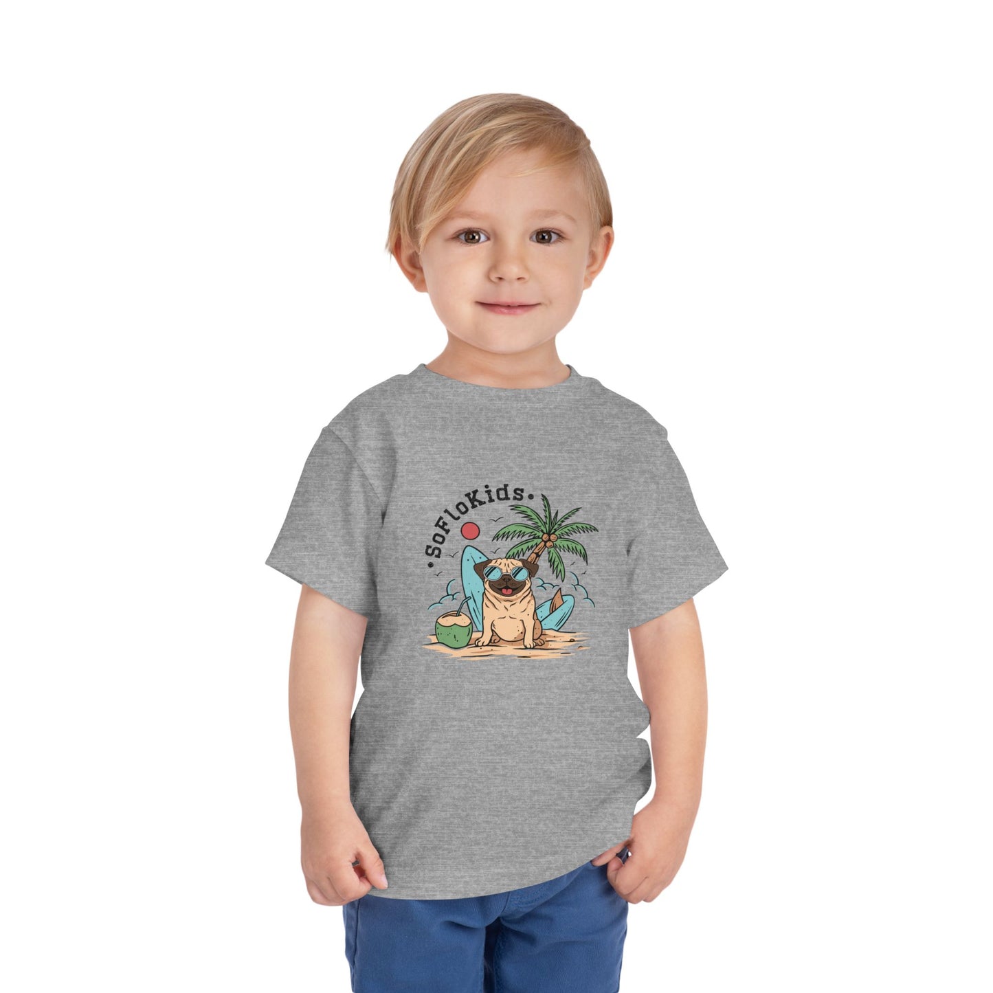 SoFloKids Unisex Toddler “Pug Beach” Tee