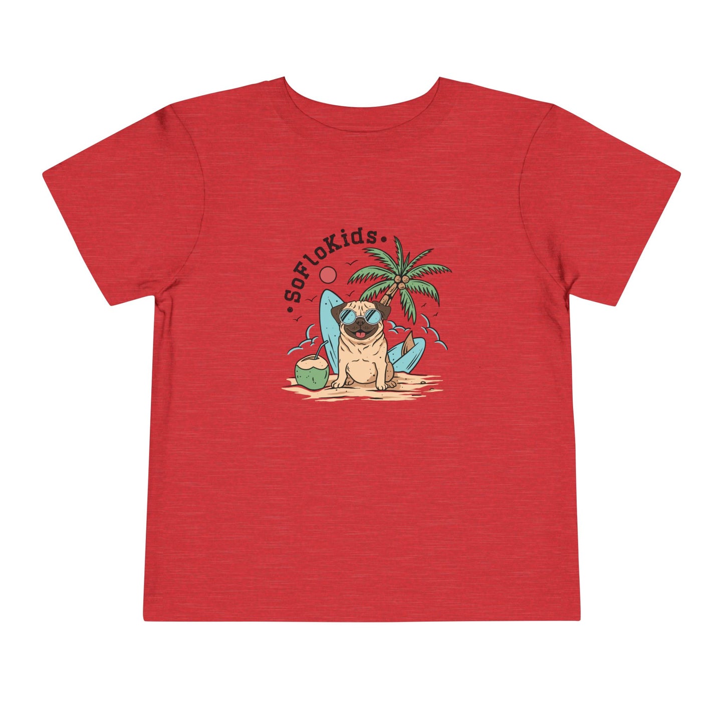 Toddler Unisex Short Sleeve Tee ~ Pug on the Beach