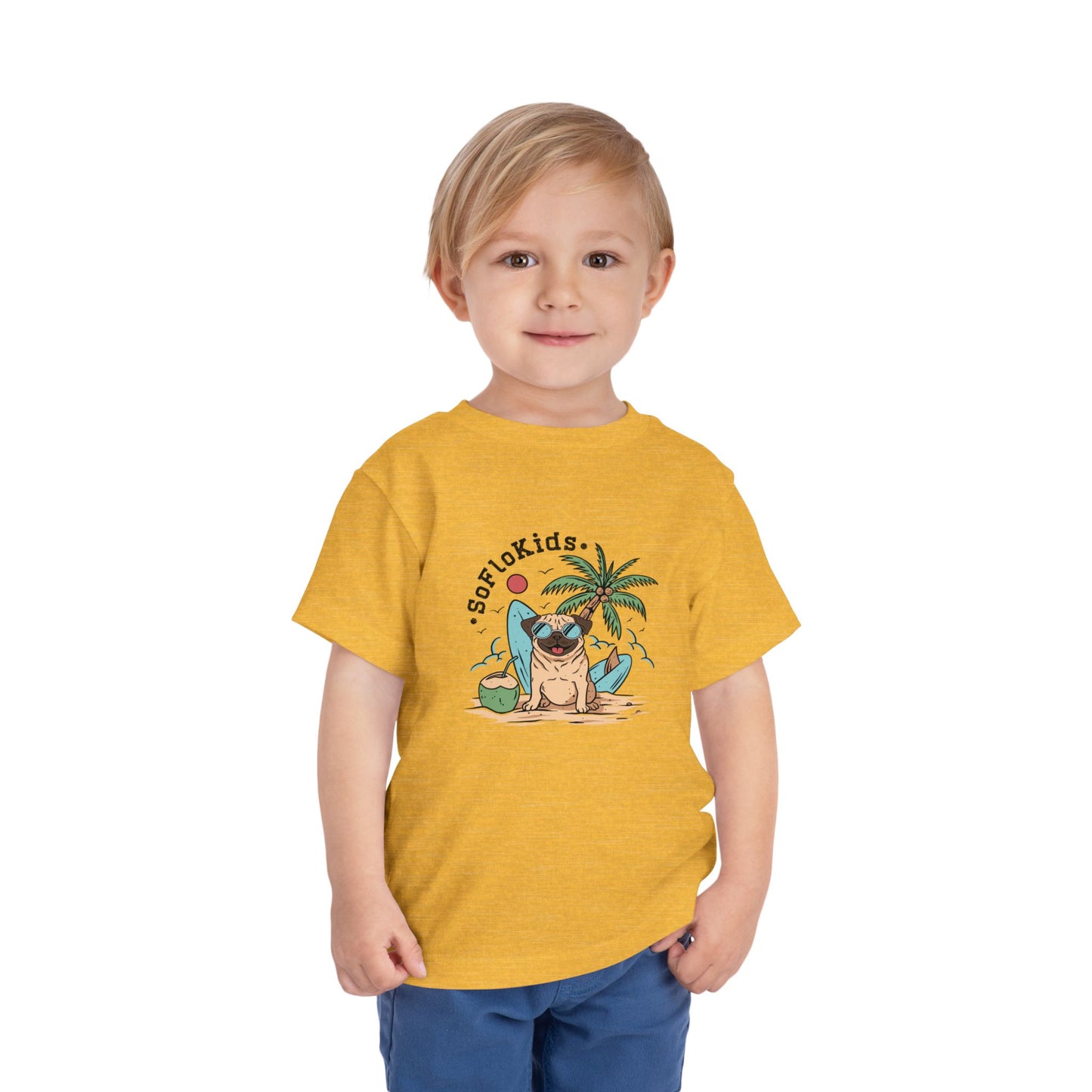 SoFloKids Unisex Toddler “Pug Beach” Tee