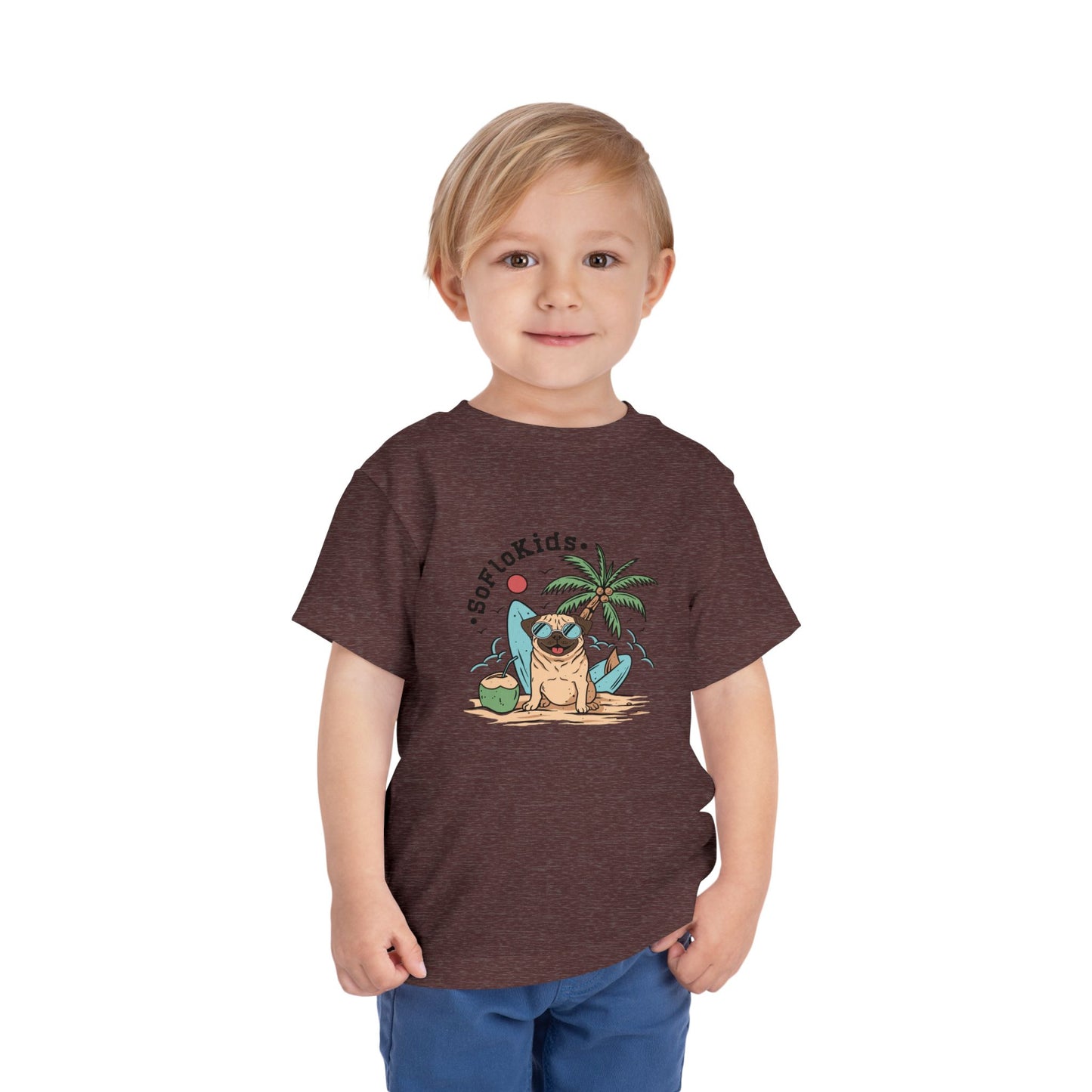 SoFloKids Unisex Toddler “Pug Beach” Tee