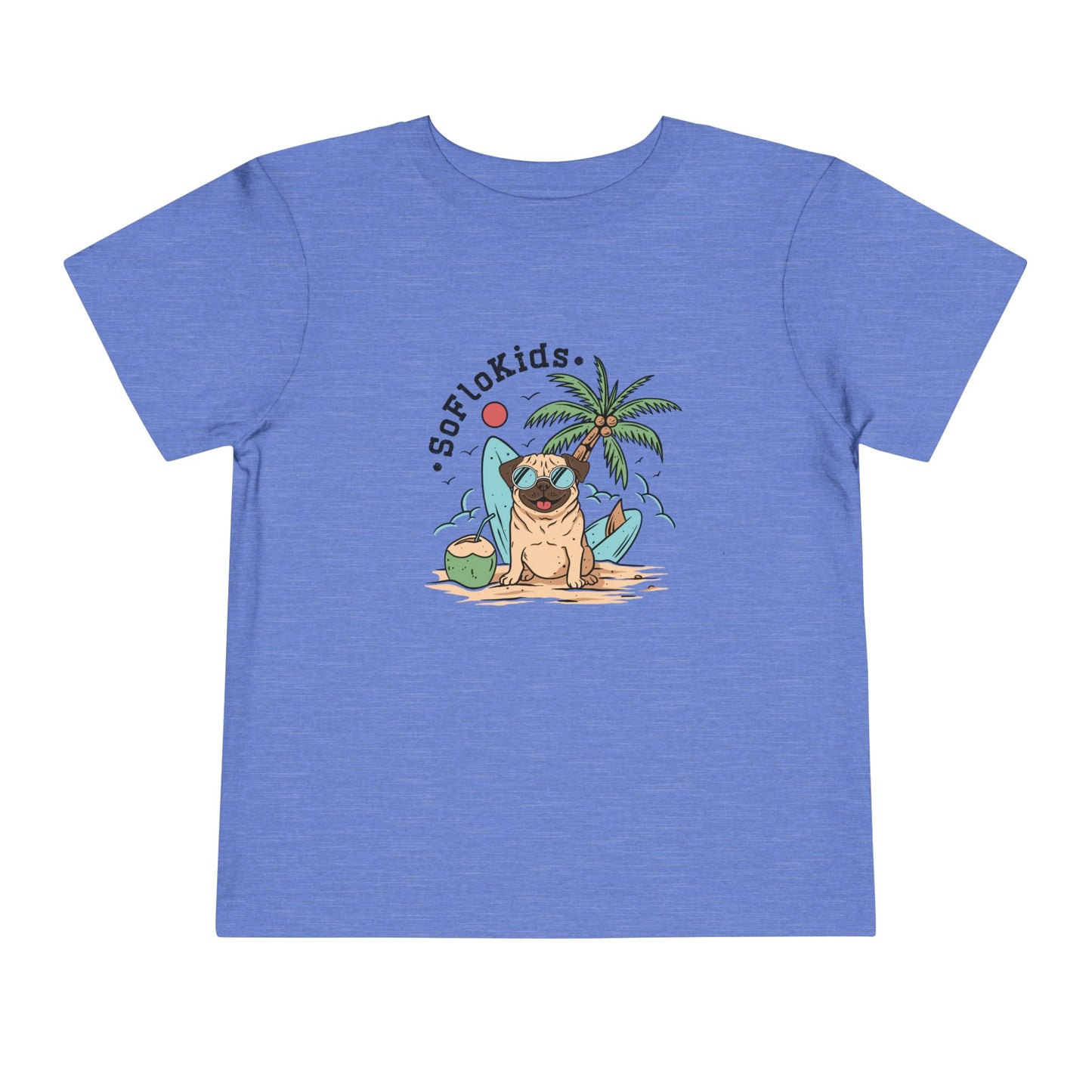 Toddler Unisex Short Sleeve Tee ~ Pug on the Beach