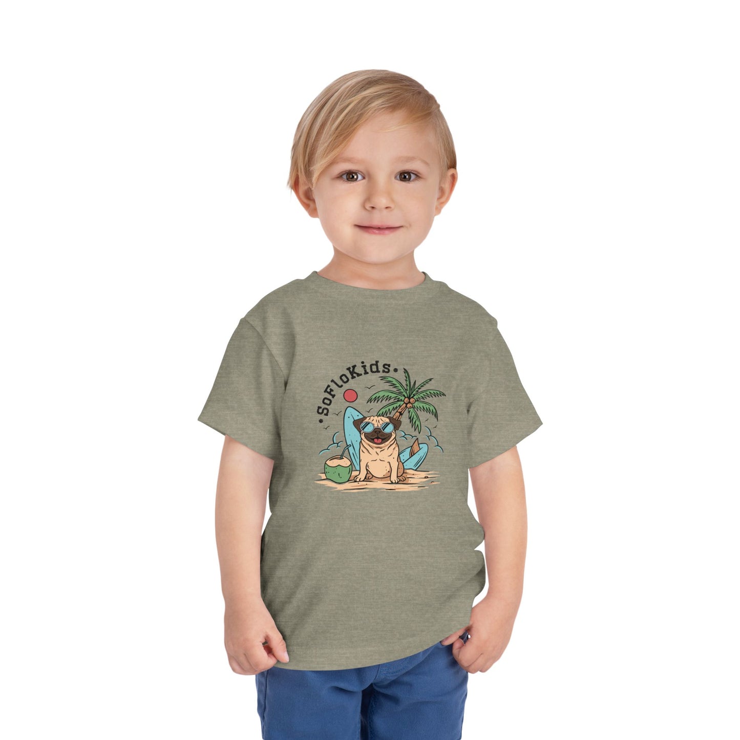 SoFloKids Unisex Toddler “Pug Beach” Tee