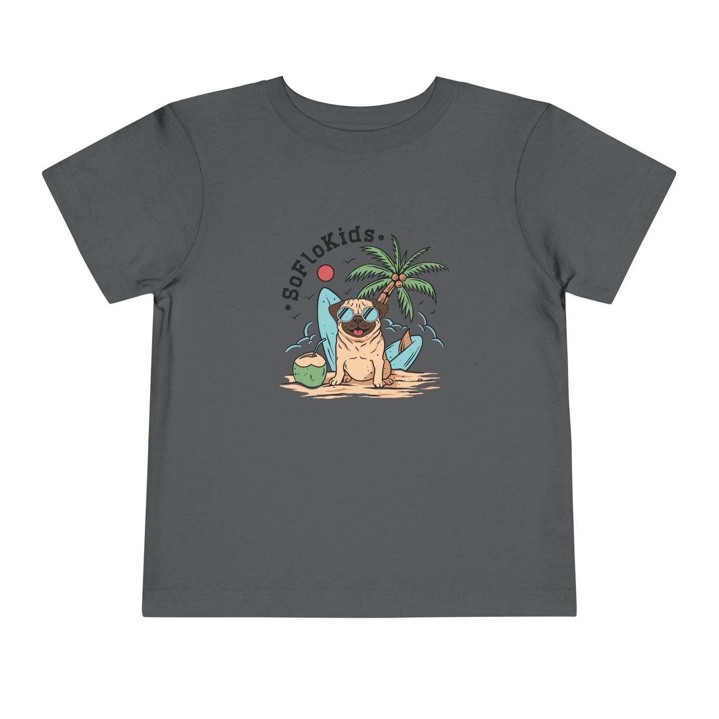 Toddler Unisex Short Sleeve Tee ~ Pug on the Beach