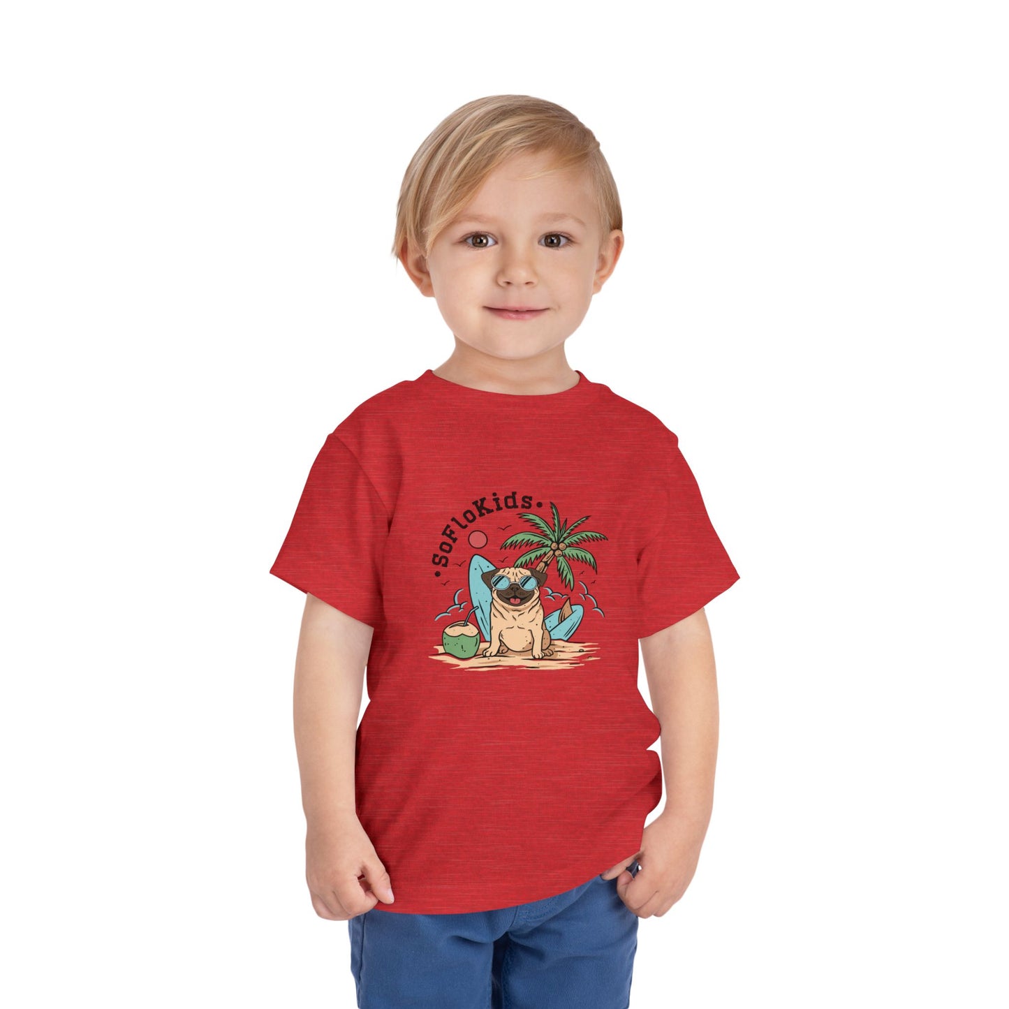 SoFloKids Unisex Toddler “Pug Beach” Tee