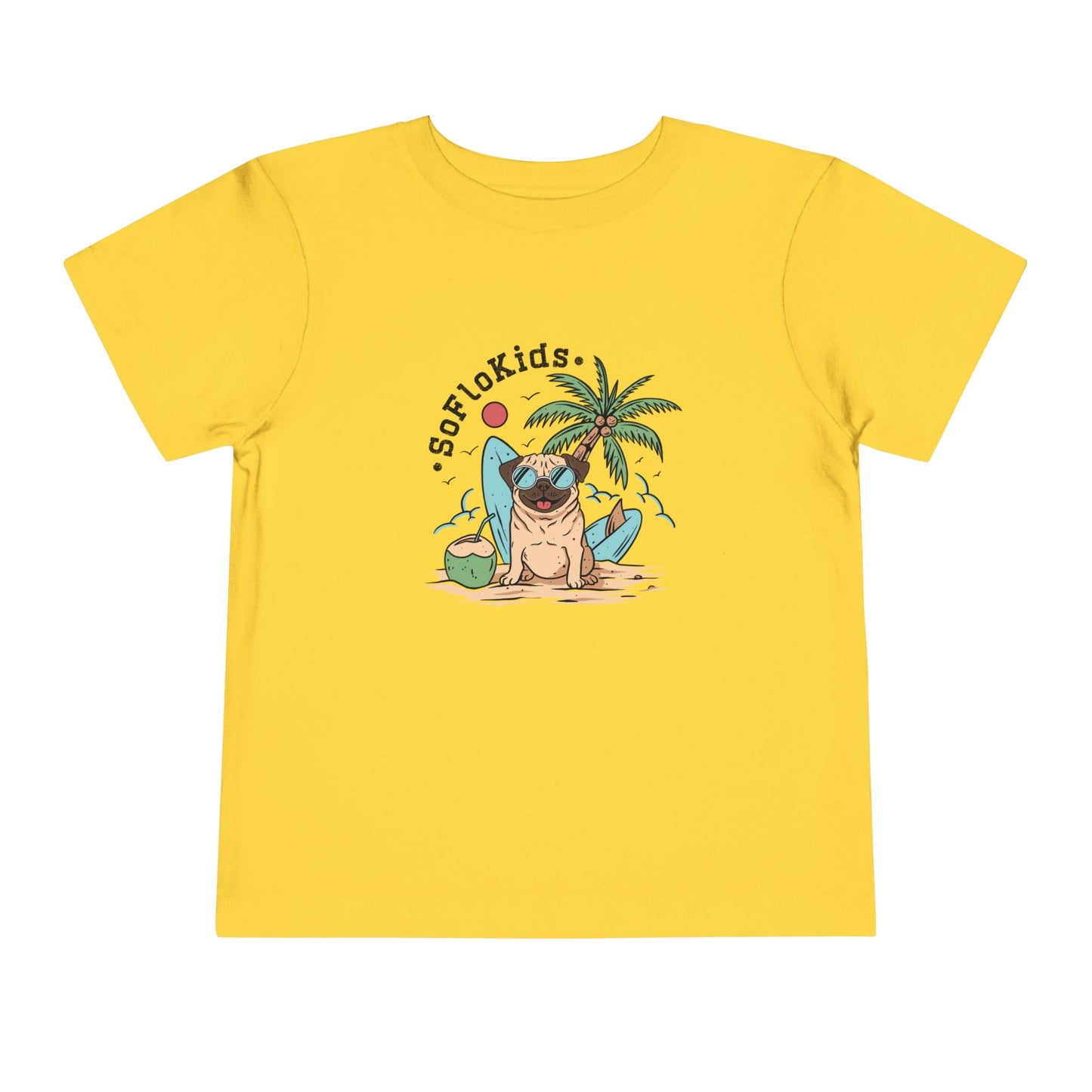 SoFloKids Unisex Toddler “Pug Beach” Tee