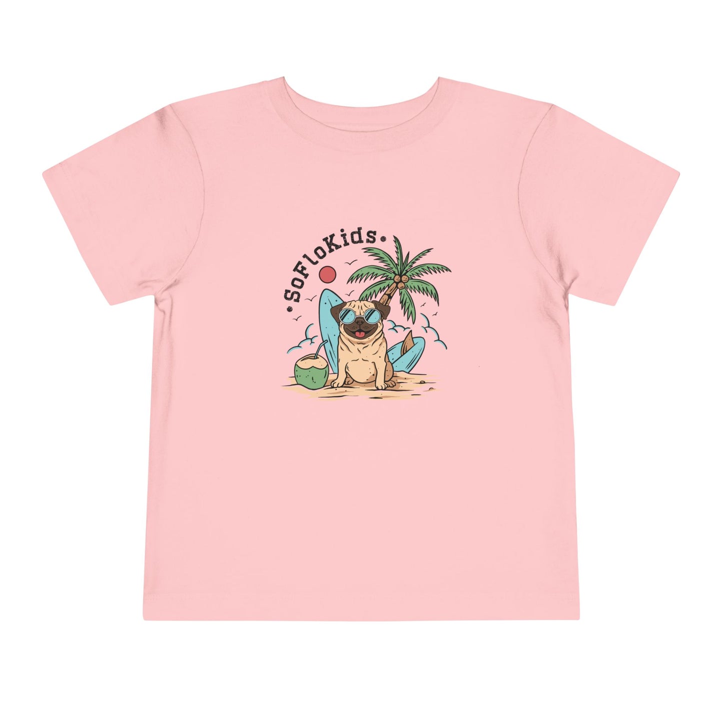 Toddler Unisex Short Sleeve Tee ~ Pug on the Beach