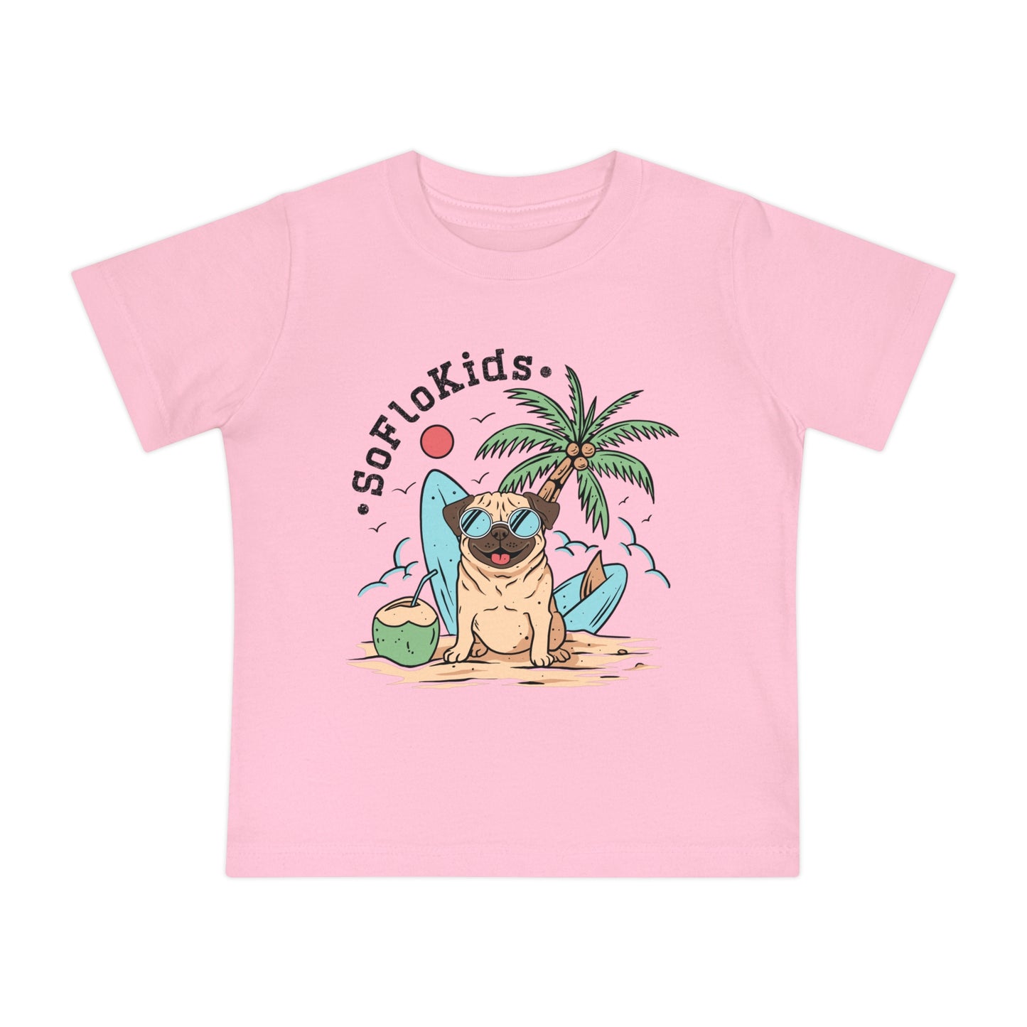 SFK Baby “Pug on a Beach” Short Sleeve T-Shirt