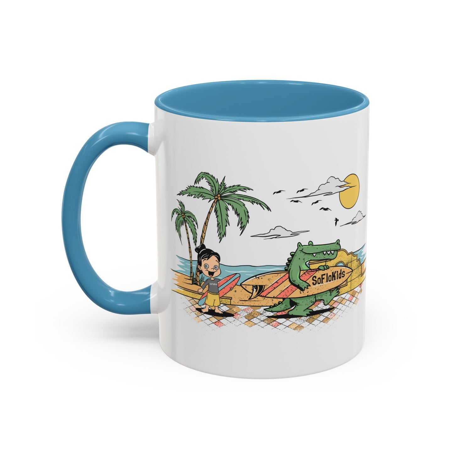 SFK “Pug on a Beach” Accent Coffee Mug (11, 15oz)