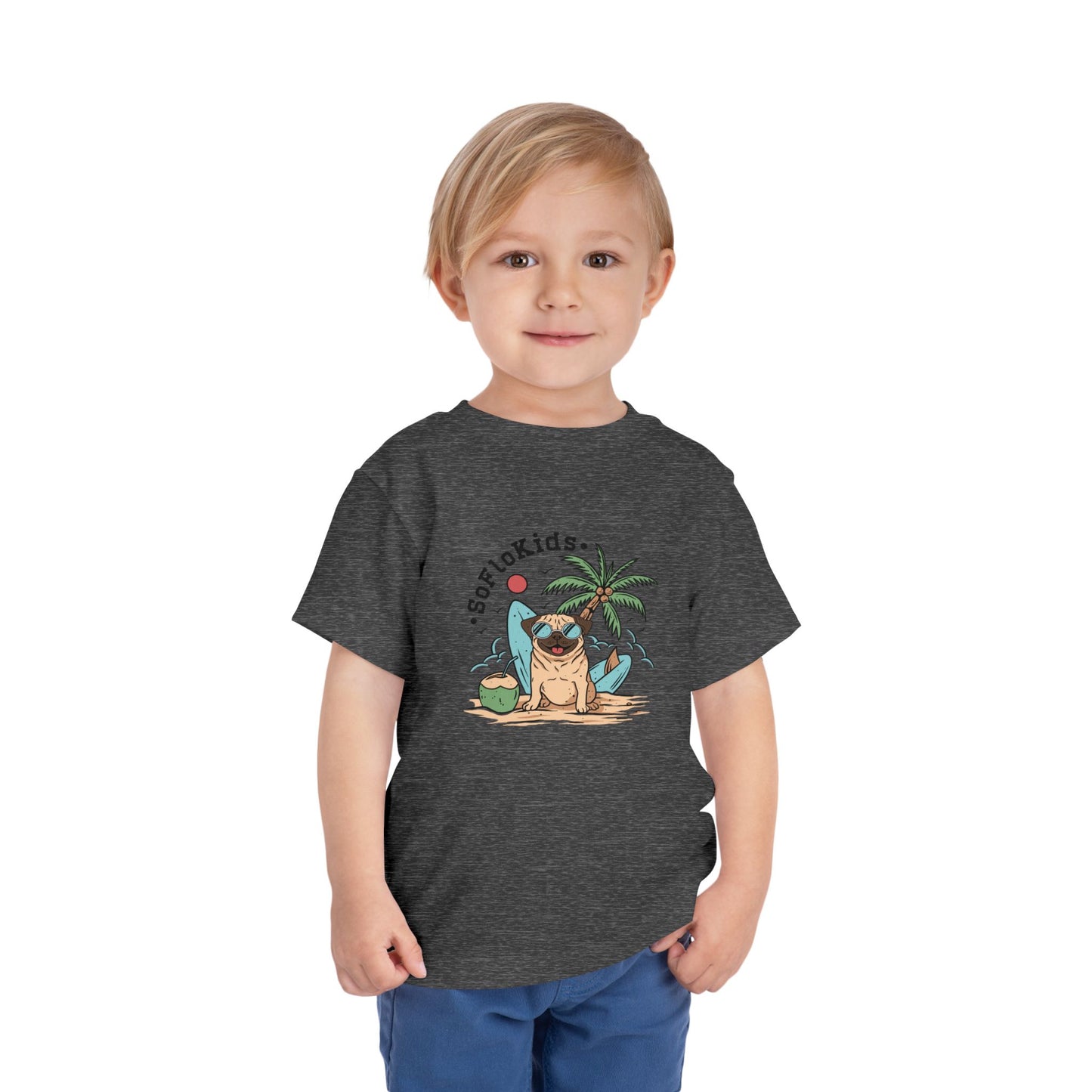 SoFloKids Unisex Toddler “Pug Beach” Tee