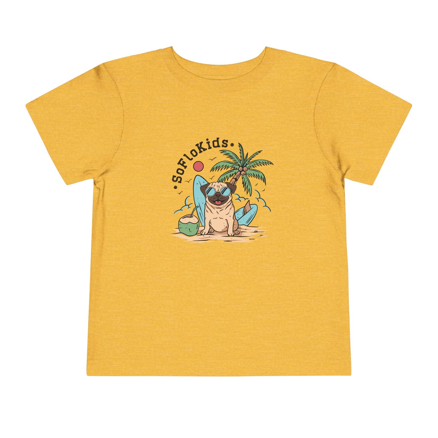 Toddler Unisex Short Sleeve Tee ~ Pug on the Beach