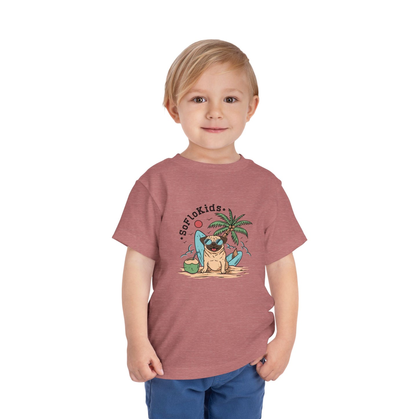SoFloKids Unisex Toddler “Pug Beach” Tee