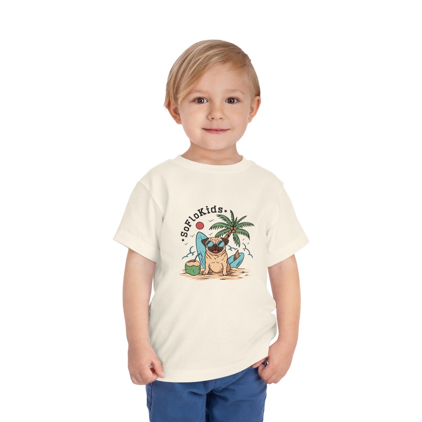 SoFloKids Unisex Toddler “Pug Beach” Tee