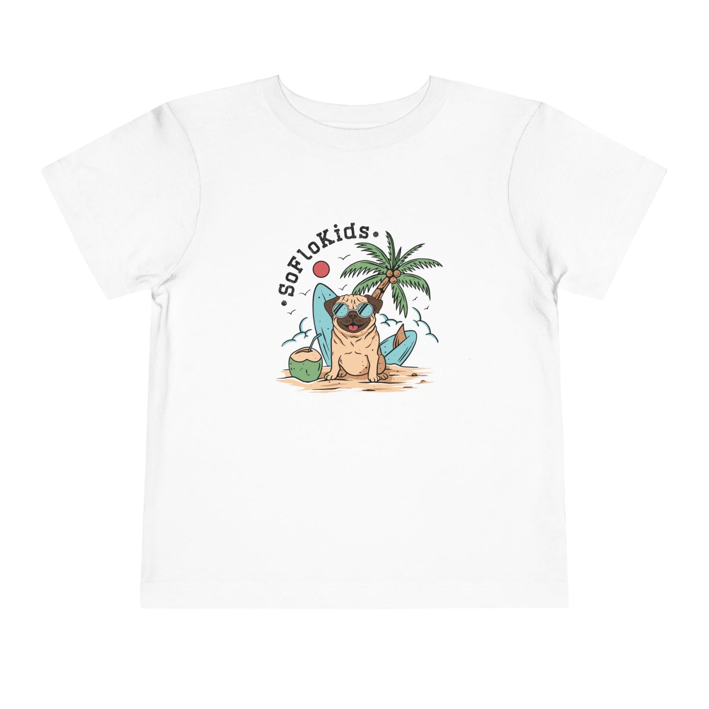 Toddler Unisex Short Sleeve Tee ~ Pug on the Beach