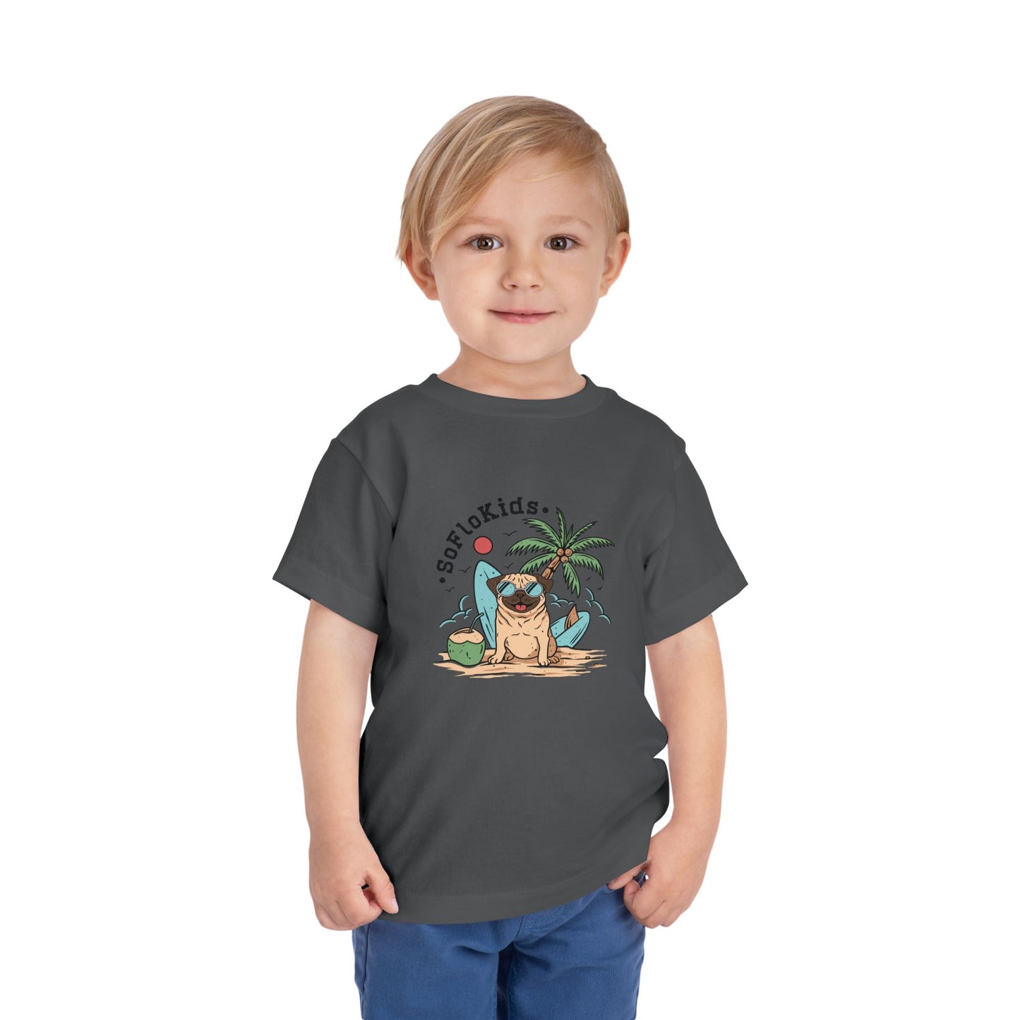 SoFloKids Unisex Toddler “Pug Beach” Tee