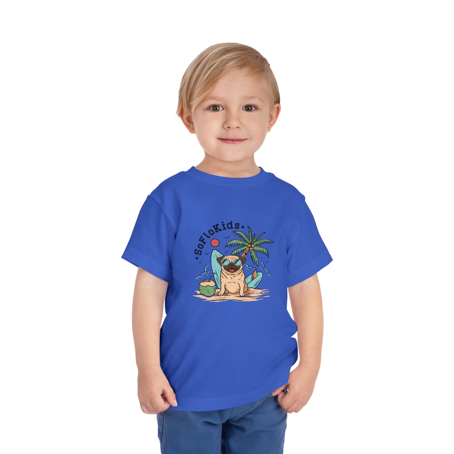SoFloKids Unisex Toddler “Pug Beach” Tee