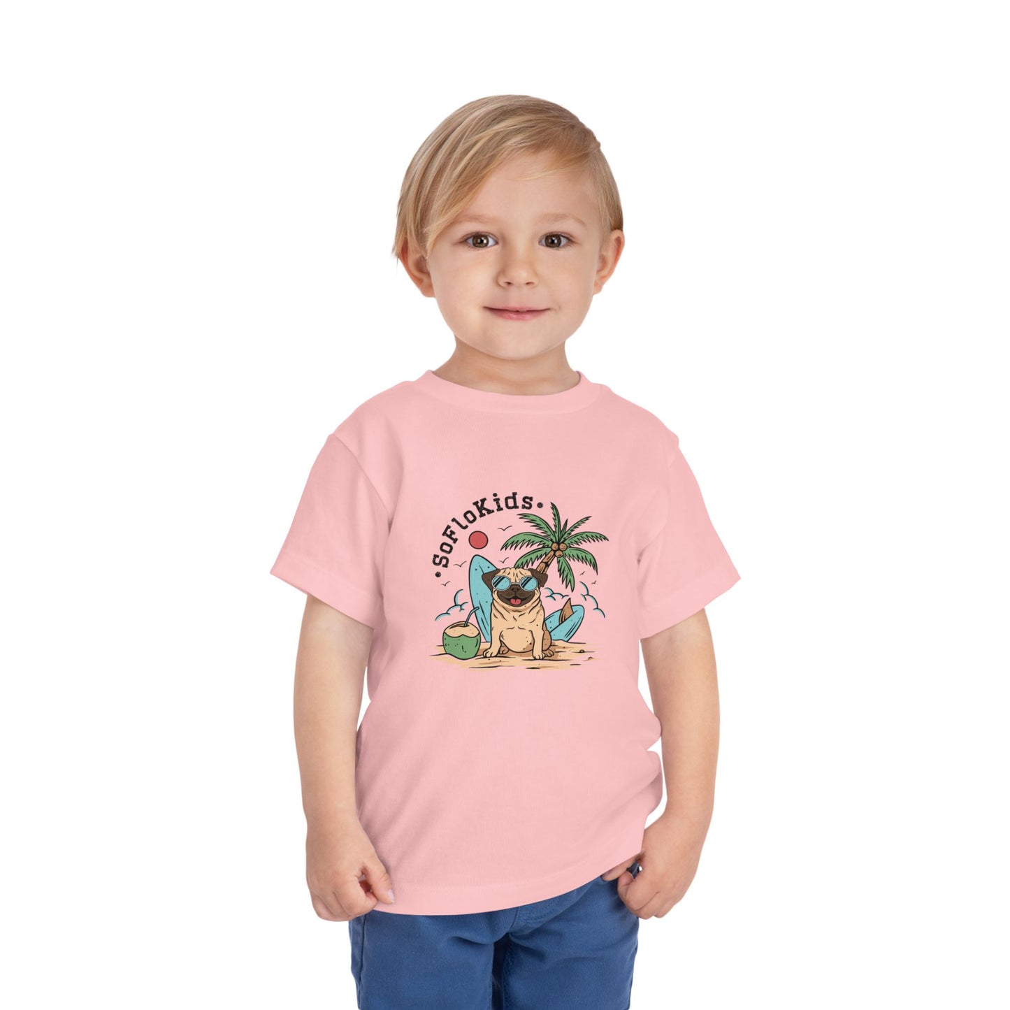 SoFloKids Unisex Toddler “Pug Beach” Tee