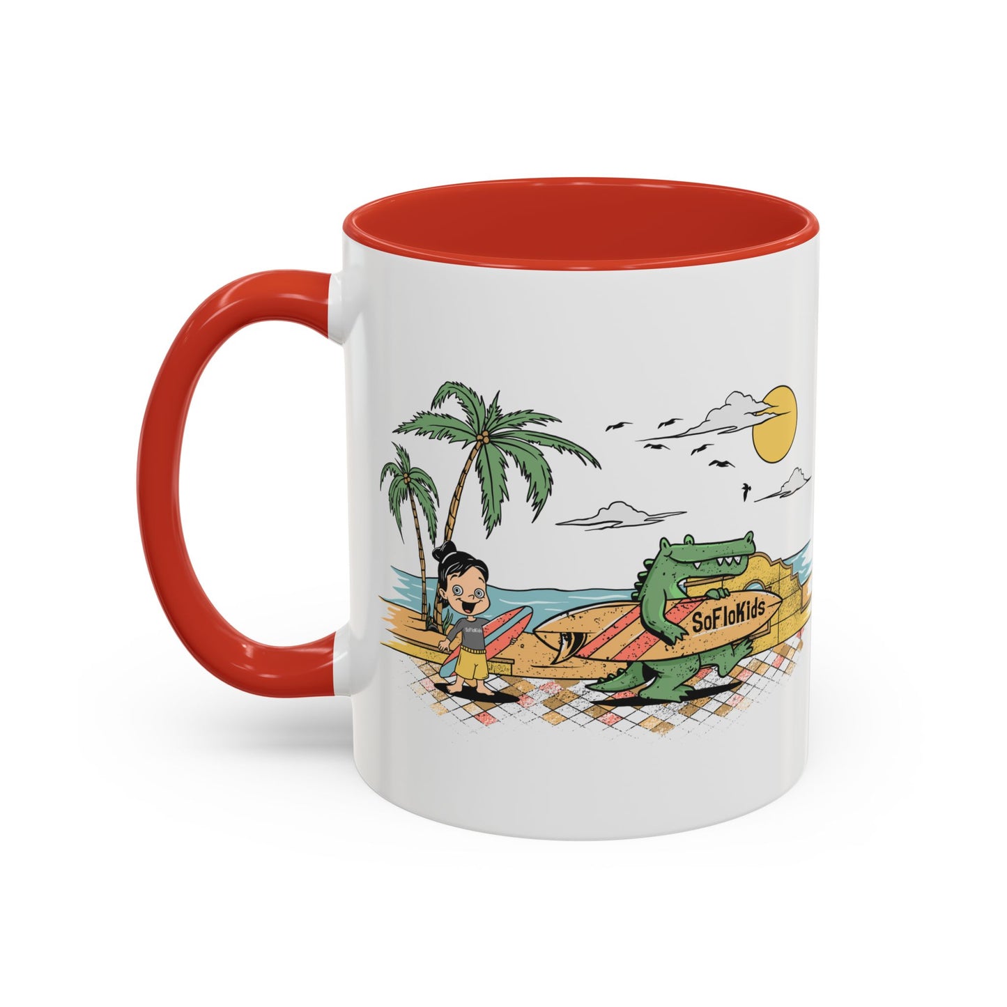 SFK “Pug on a Beach” Accent Coffee Mug (11, 15oz)